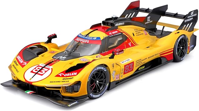 Kyosho 18-36317 Burago 1/43 Ferrari 499P Le Mans 2024 No.83 Yellow Clear Case Finished Product