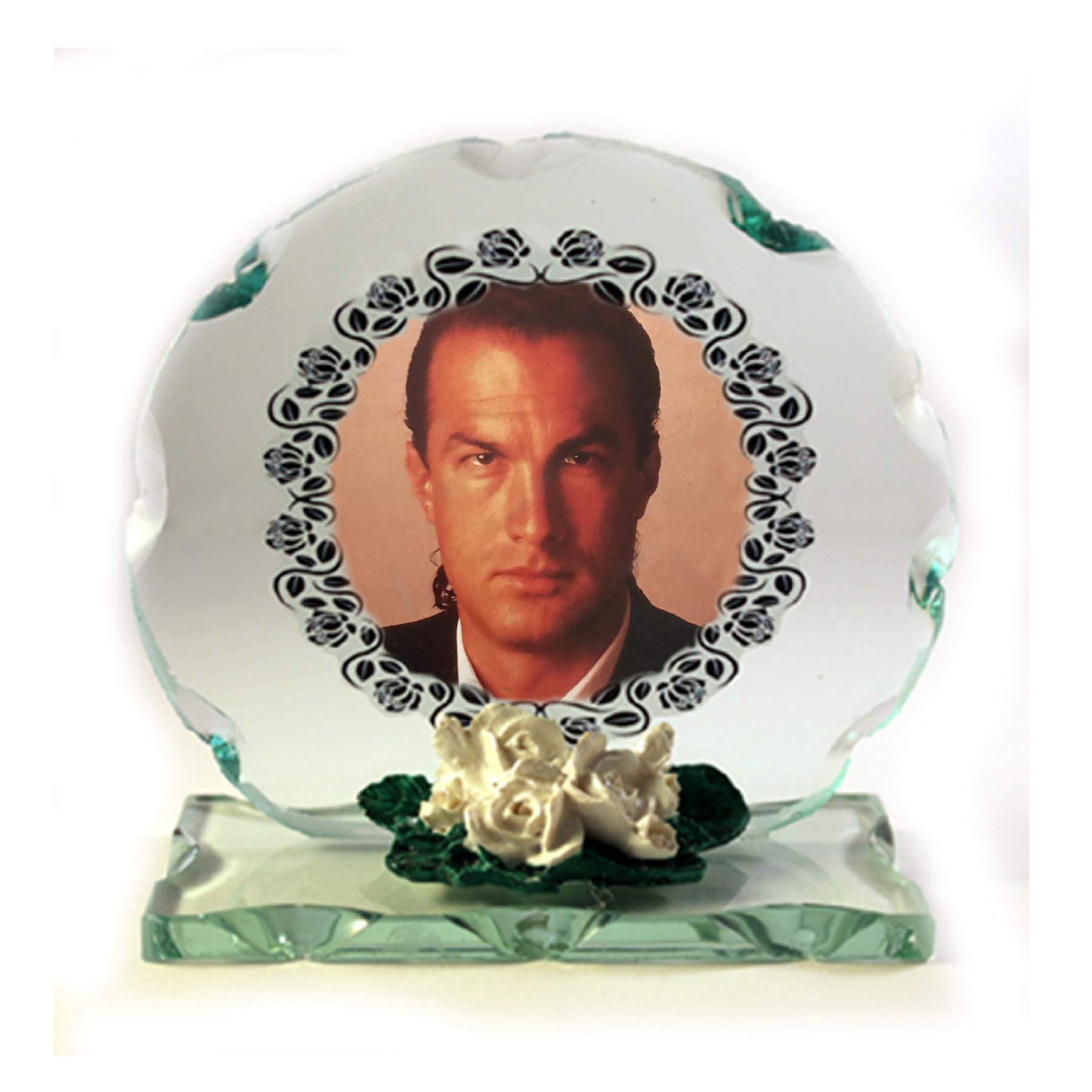 Steven Seagal, Movie Star, Under Siege, Belly Of The Beast, The Patriot, Photo Cut Glass Round Plaque Special Occasion Limited Edition