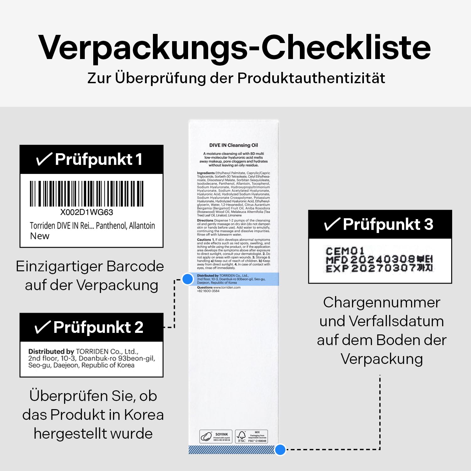 Torriden DIVE IN Reinigungsöl 200ml | Makeup und Mitesser Entferner | Feuchtigkeitsspendendes Tiefenreinigungsöl für alle Hauttypen und sensible Haut | Mit Hyaluronsäure, Panthenol, Allantoin