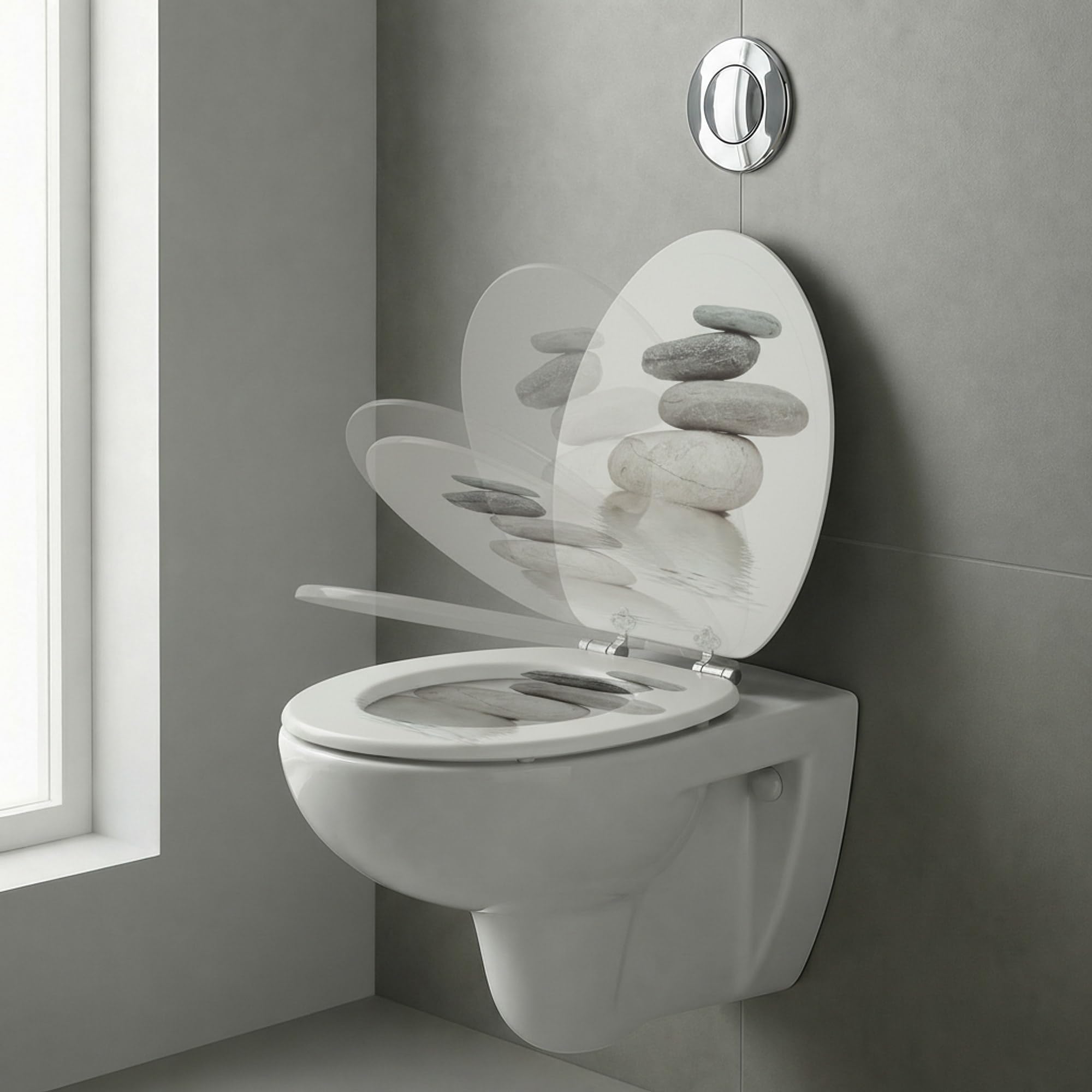SINOBATH Abattant de WC avec mécanisme de fermeture en douceur - Plusieurs beaux abattants de WC en bois au choix, qualité supérieure et stable