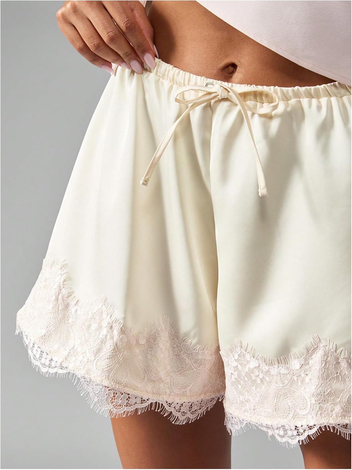 MakeMeChic Women's Satin Lace Shorts Wide Leg Slip Shorts Boxer Lounge Shorts Streetwear - Image 4