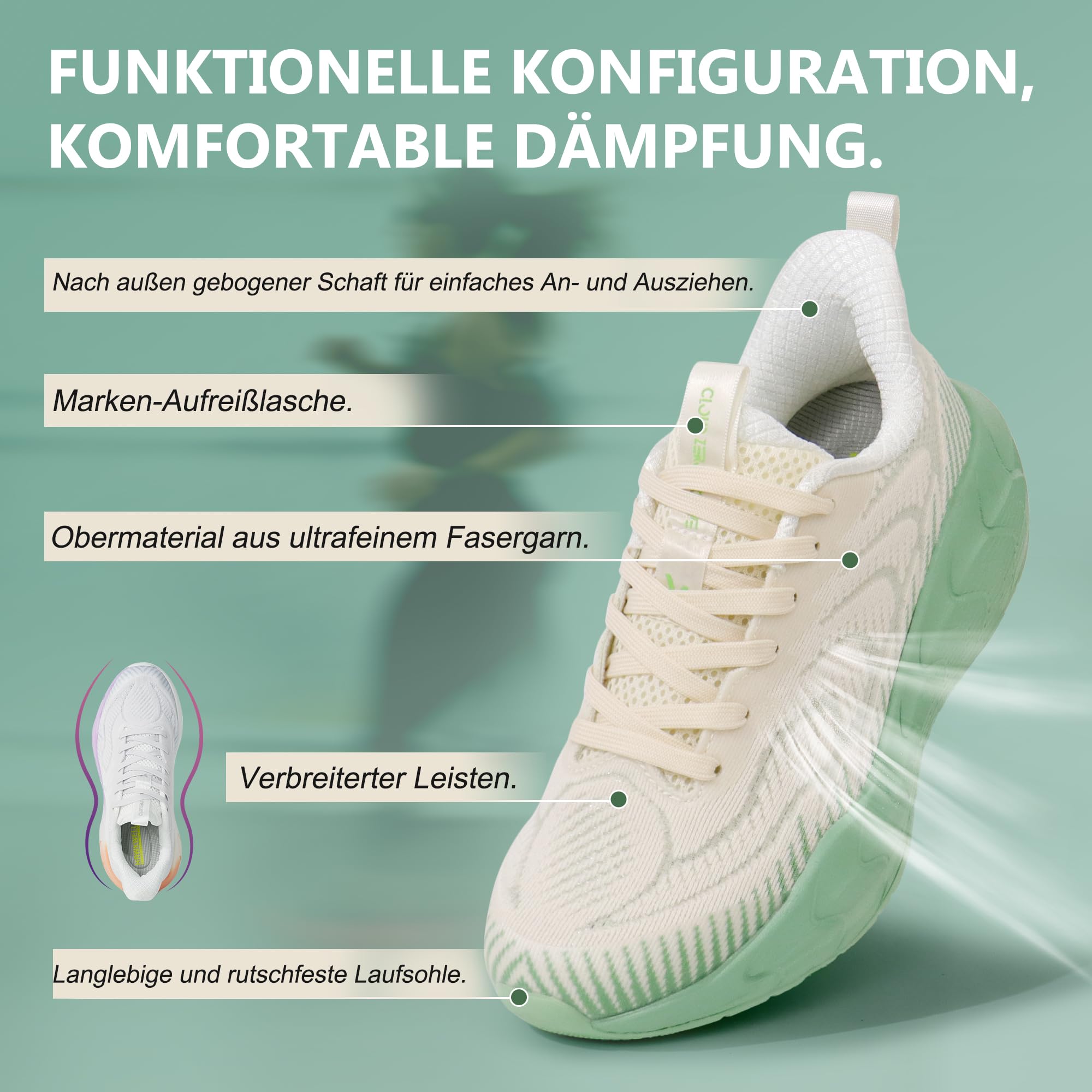 Hawkwell Cloud Zero Active Cushion für Damen, atmungsaktive Wanderschuhe, Tennisschuhe, leicht, rutschfest, modische Sneakers