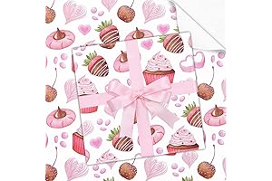 Cupcake Strawberry Doughnuts Heart Printed Gift Wrapping Paper for Birthday Holiday