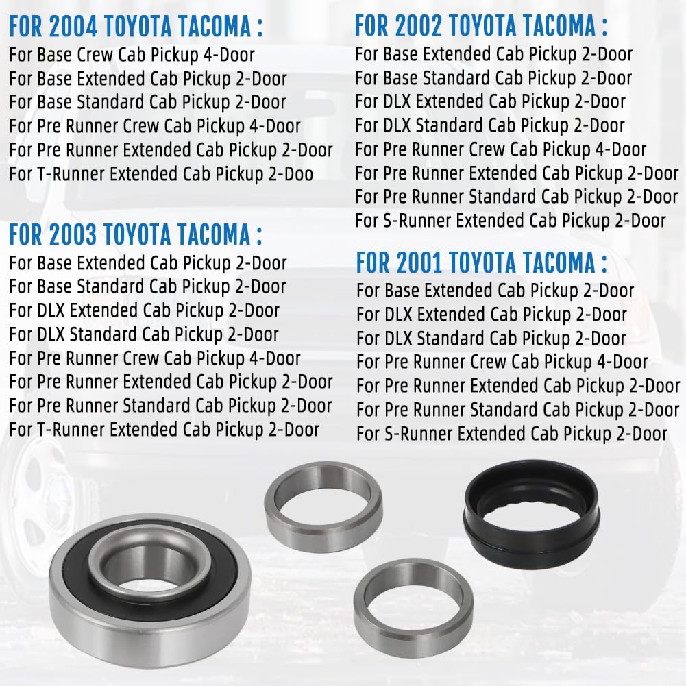 for Toyota Rear Wheel Bearing & Seal Kit for Tacoma 2000-2004 Tundra 2000-2006, Assembly Replacement Set for Toyota Tacoma Tundra Accessories OEM 90310-50006, 43517-35010