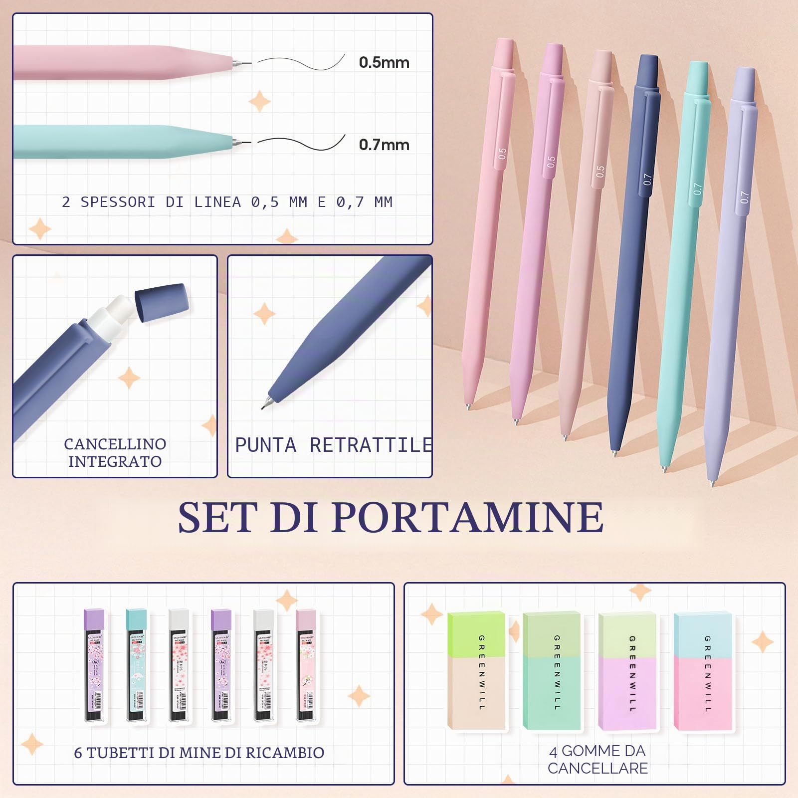 120 Pezzi Forniture Scolastiche con 12 Evidenziatori Pastello, 6 Penne Gel Colorate e 5 Nere, 6 Portamine, Set di Cancelleria per Scuola e Ufficio