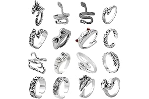 16 Pcs Vintage Masc Rings| Punk Goth Frog Snake Skull Rings Set
