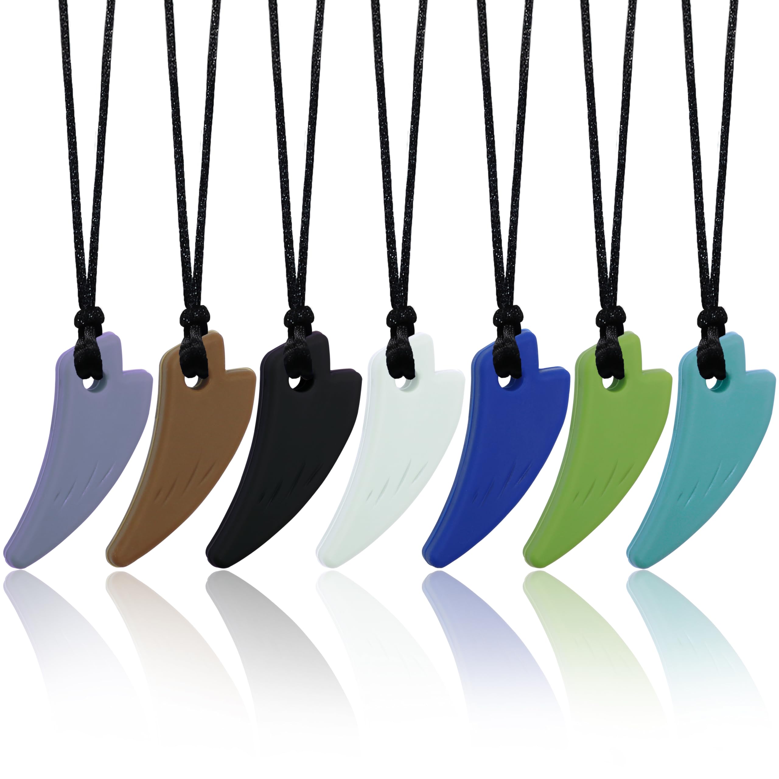 Chew Necklaces for Sensory Kids, 7 Pack Saber Tooth Sensory Chew Necklaces for Boys and Girls with Autism, ADHD, SPD, Chewing, Biting, Teething, Silicone Oral Chew Toy for Adults Reduce Anxiety Fidget