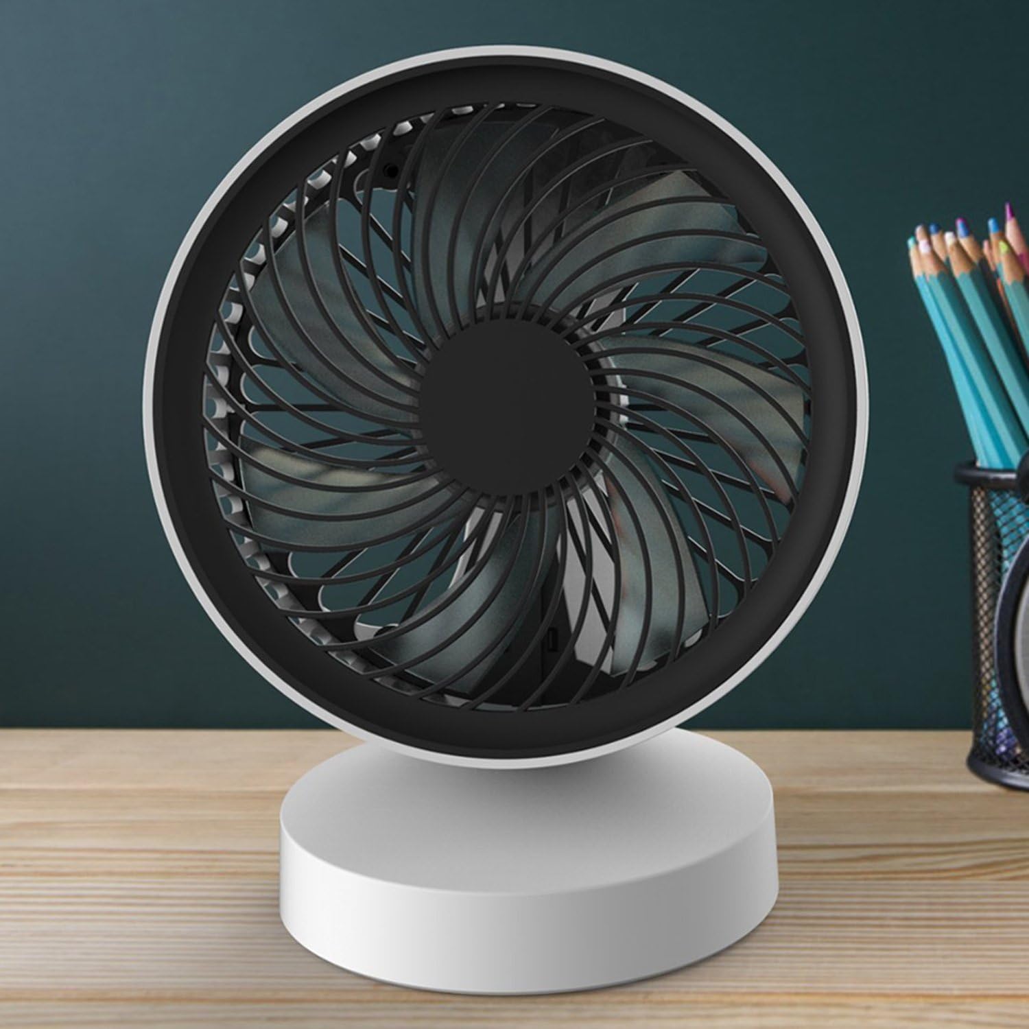 TattyaKoushi Mini USB Desktop Table Fan, Portable Quiet Small USB Fan with Handle for Office Home or Traveling (White)