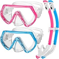 ZipAura Kids Snorkel Set Ages 3-14: Anti-Fog Diving Mask & Dry Top Snorkel, Leak-Proof Comfort Unisex Gear