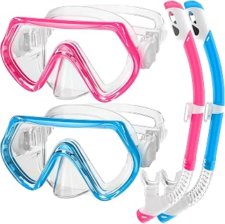 ZipAura Kids Snorkel Set Ages 3-14: Anti-Fog Diving Mask & Dry Top Snorkel, Leak-Proof Comfort Unisex Gear