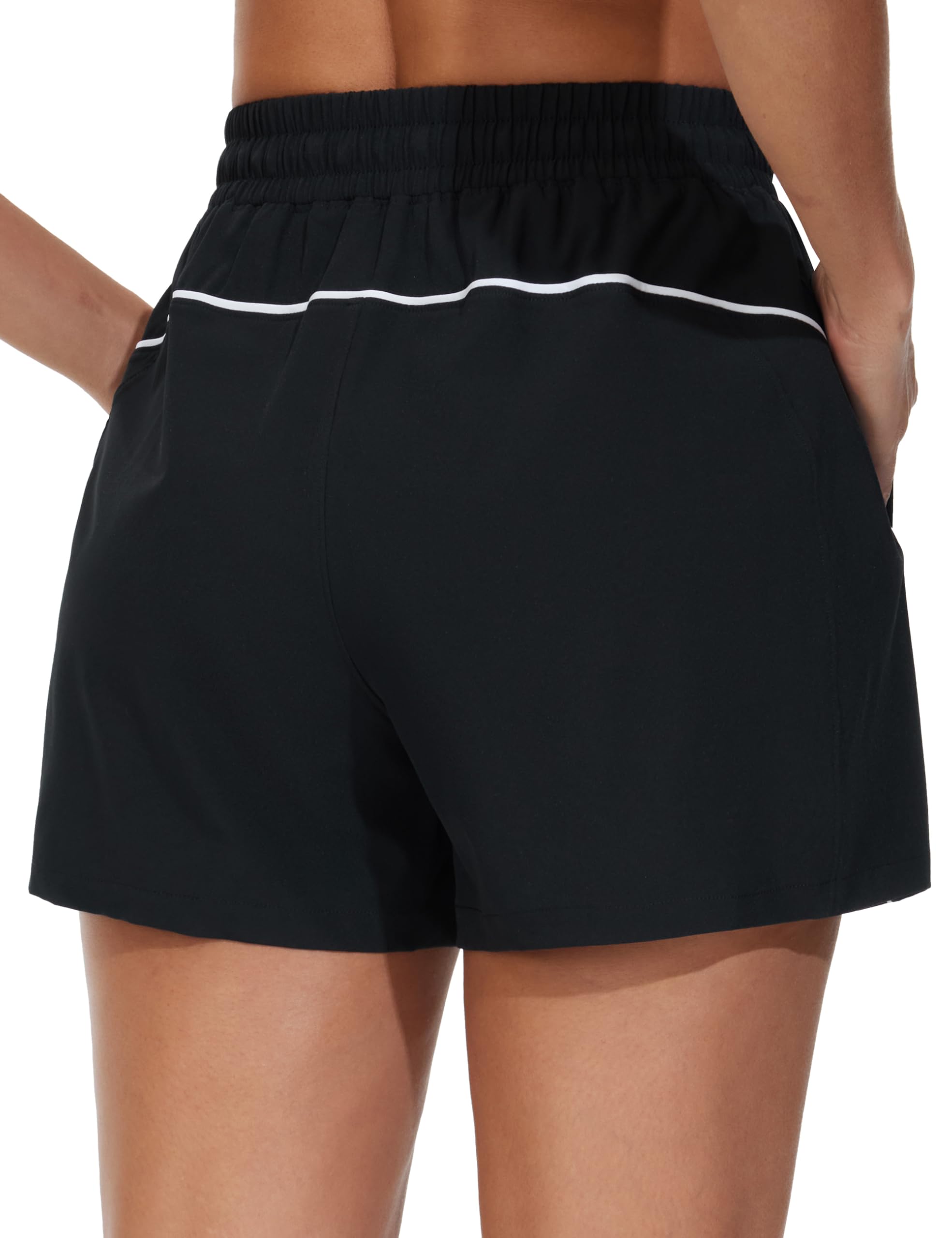 THE GYM PEOPLE Women's High Waist Running Shorts with Pockets Loose Fit Lightweight Workout Yoga Athletic Tracks