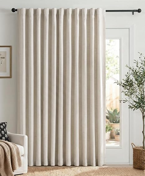 100% Blackout Shield Linen Blackout Sliding Door Curtains for Living