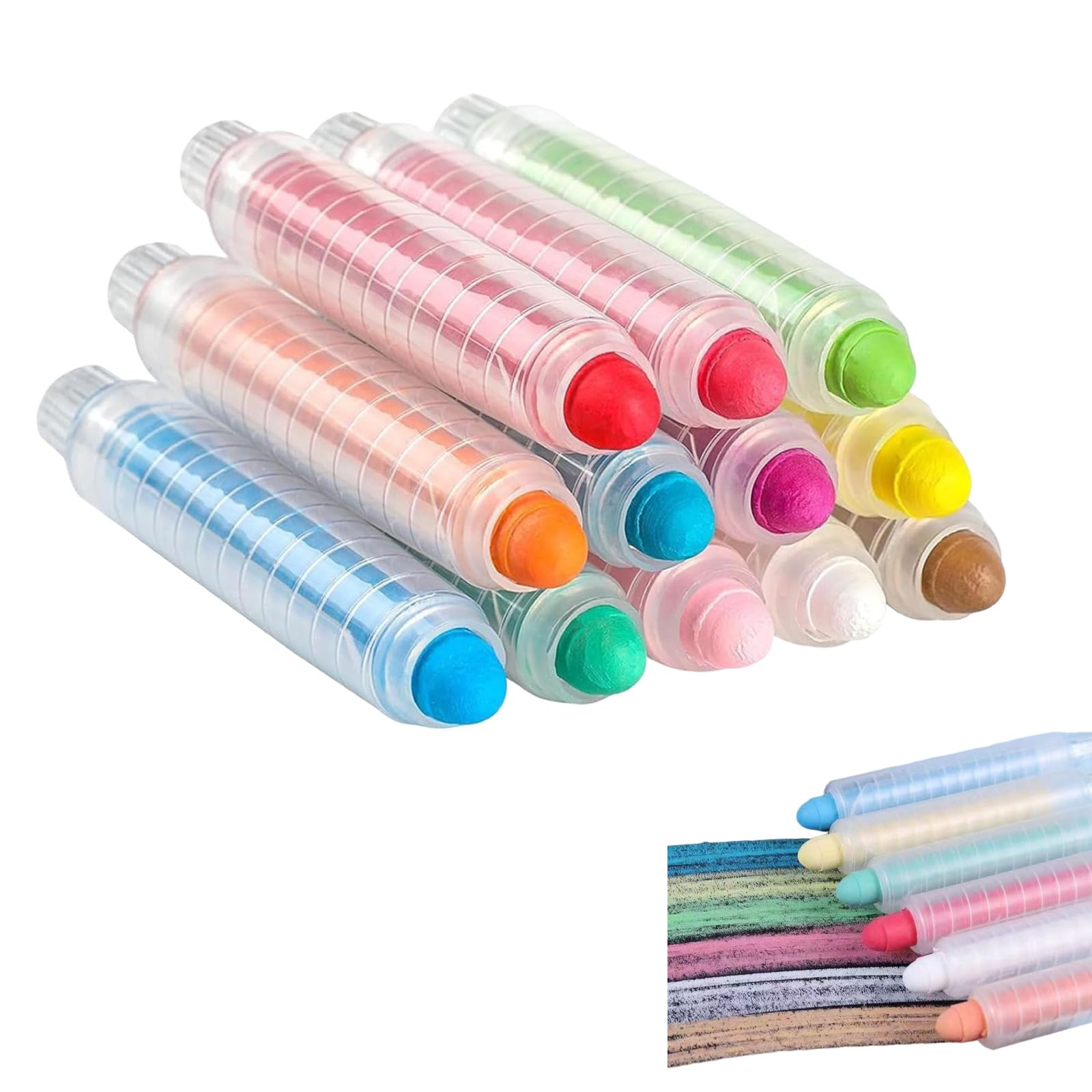 12 Pezzi Gesso Senza Polvere per Bambini Gessetti Lavabile Non Tossico Gesso Colorati Con Supporto per Scuola Ufficio Studio Disegnare Scrivere