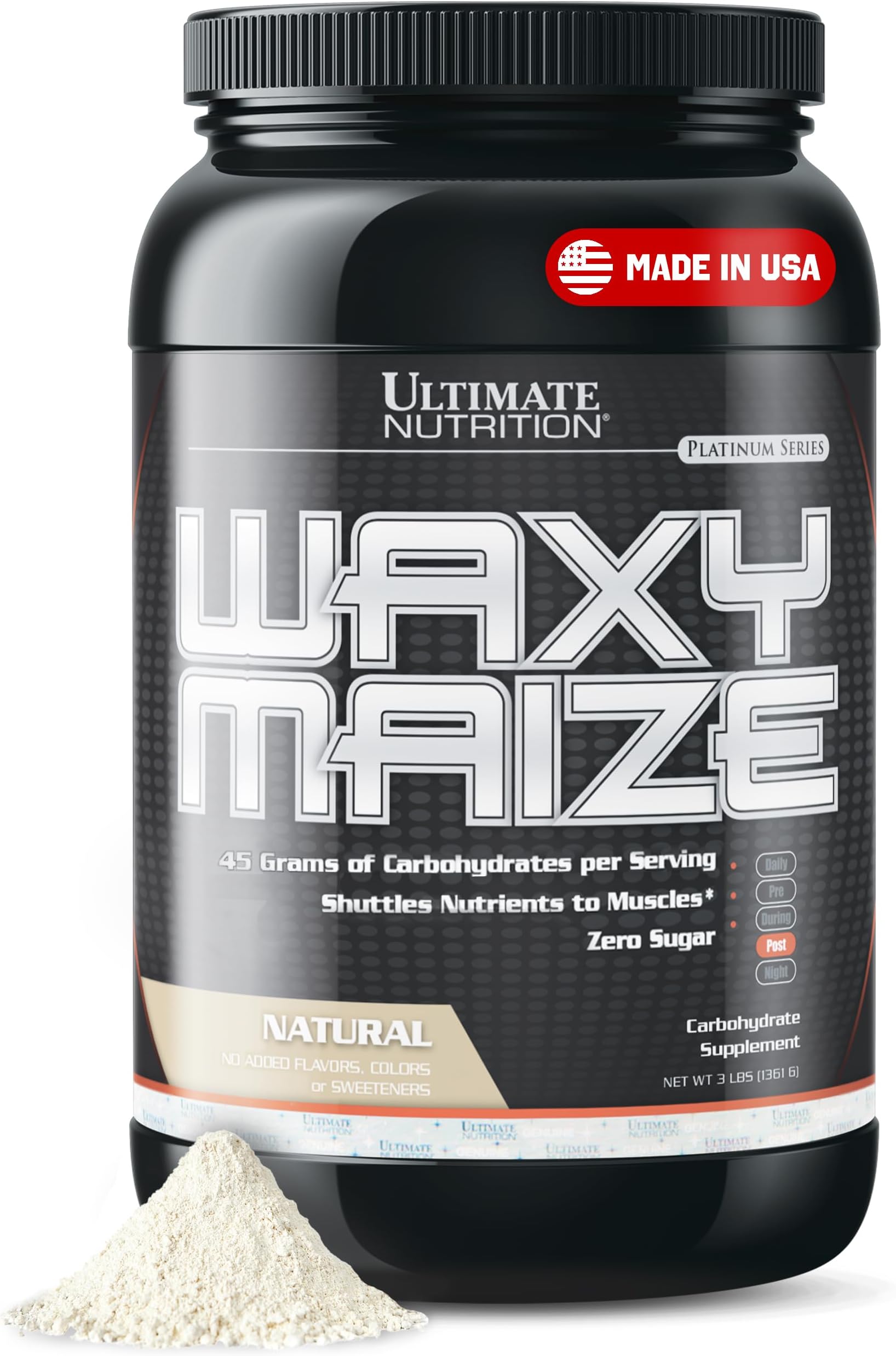 Waxy Maize, Zero Sugar Carbohydrate Powder, Unflavored Protein Powder, Muscle Mass Gainer, Post Workout Recovery Drink, 3 Pound, Natural