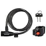 Schwinn Bike Cable Lock with Keys, 6 ft x 10 mm, Black, Braided Steel, Durable Vinyl Cover, Carrying Bracket for Storage and Transport, Anti Theft Protection, Bike Lock Cable for Security