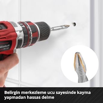 Orijinal Einhell XS-CASE 4 Parça Karbür Fayans Matkap Ucu Seti (Takım Çeliğinden Üretilmiştir, Özel Taşlanmış Karbür Plaka, Merkezleme Ucu, E 6.3 Sap, Saklama Kutusu Dahil) - 49051404