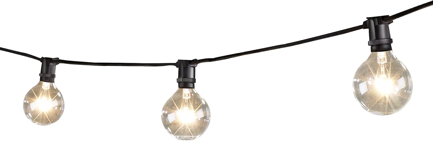 Bulbrite STRING15/E12 Outdoor Mini String Light w/Incandescent G16 Globe Bulbs, 25-Feet, 15 Lights Sockets
