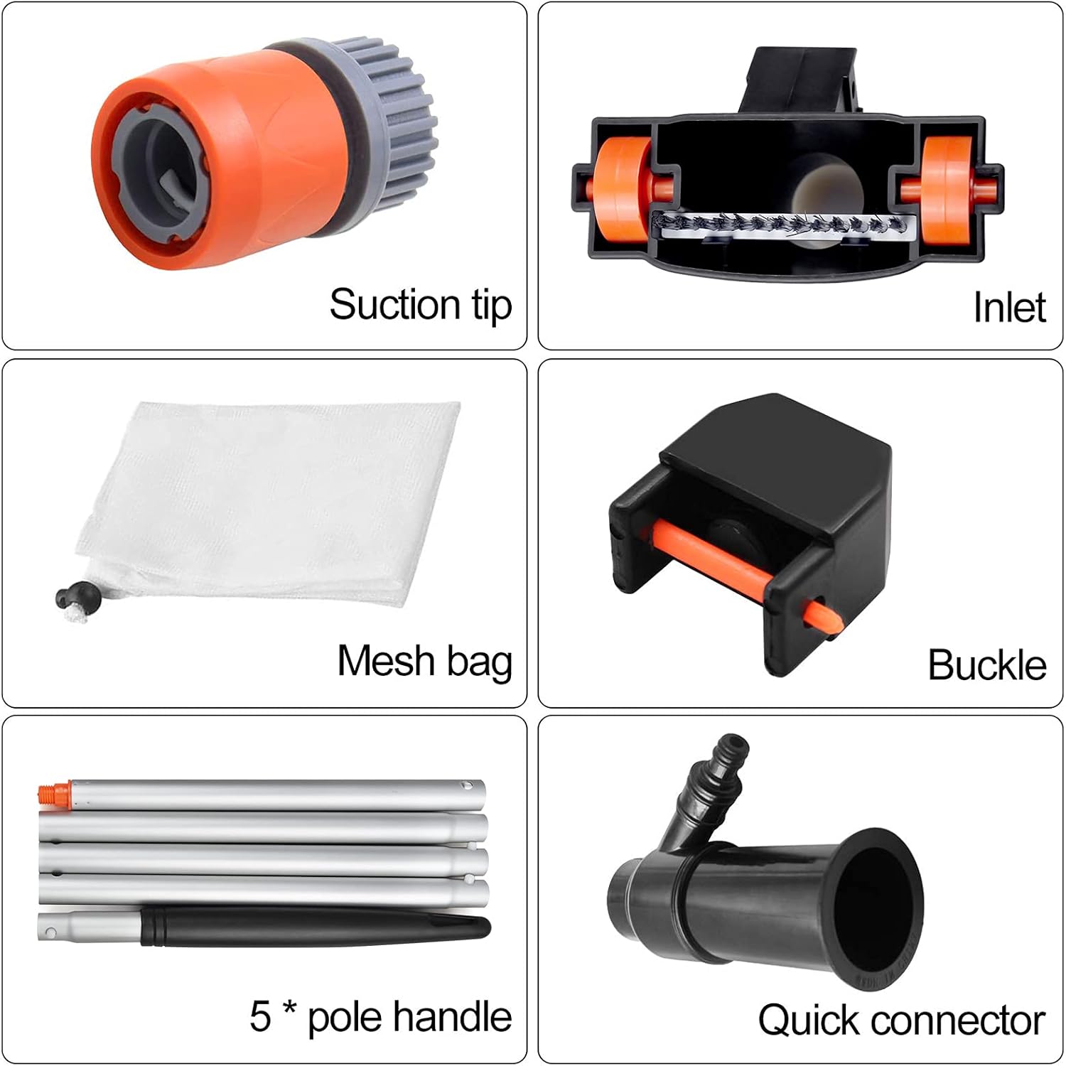 Swimming Pool Jet Vacuum Cleaner Underwater with 5 Section Pole, Portable Pool Mini Jet Vacuum Suction Head for Above Ground Pool Spas Hot Tub Ponds & Fountains