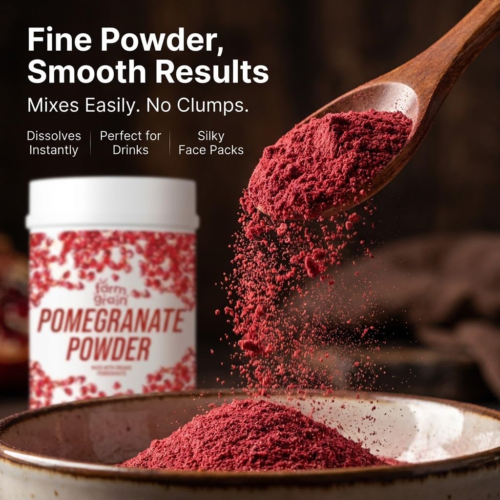 Natural Organic Anar Powder | Pomegranate Powder for Drink | Face Pack Powder | No Added Chemicals | 100gm — Amazon image 3
