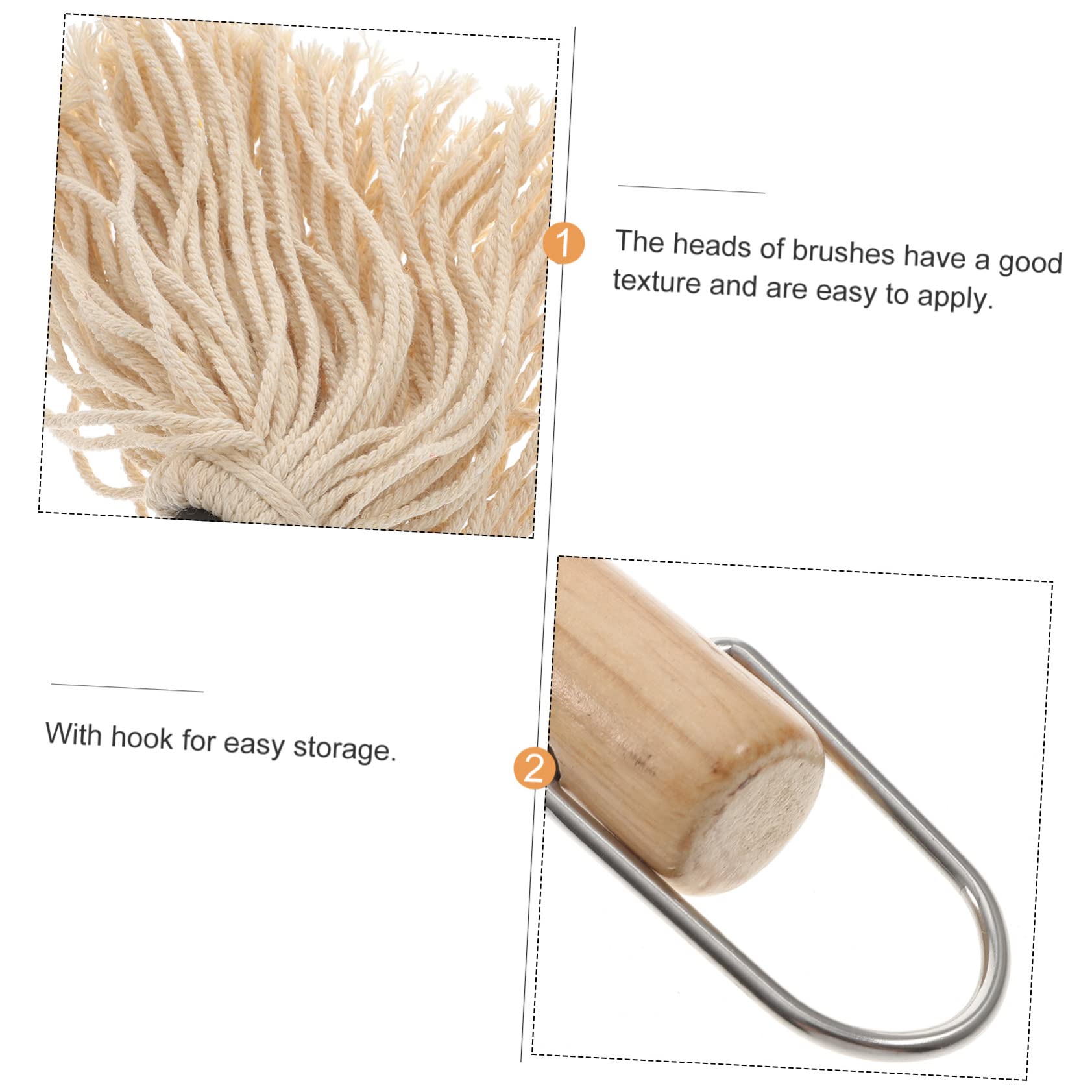 BESPORTBLE Pinceau de Cuisson à Fil de Coton pour Barbecue 8 Pièces Manche en Bois 6 Têtes à Huile Lavables pour Cuisson et Pâtisserie