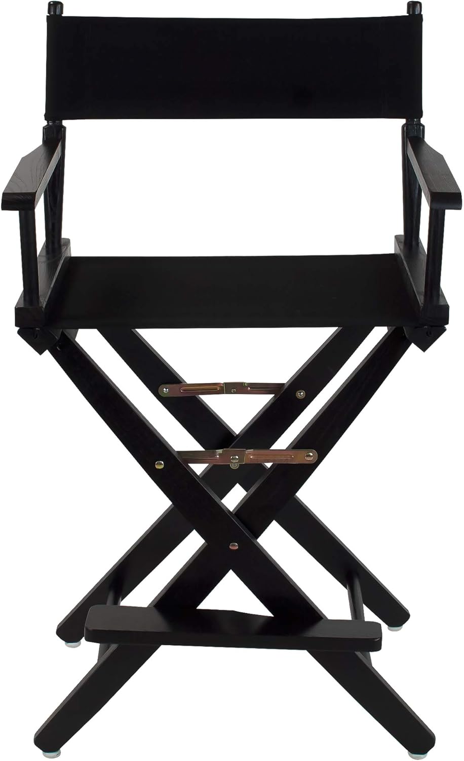 American Trails Extra-Wide Director’s Chair, Solid American Hardwood, Foldable Counter-Height Chair with Footrest & Canvas Seat/Back – 24" Seat Height, 300 lbs Capacity (Black)