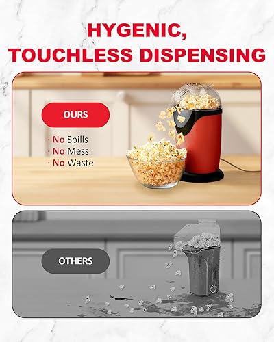 Miniatura 5 de Máquina eléctrica de palomitas de maíz de 12 tazas con taza medidora y derretidor de mantequilla, de estallido rápido y sin aceite,