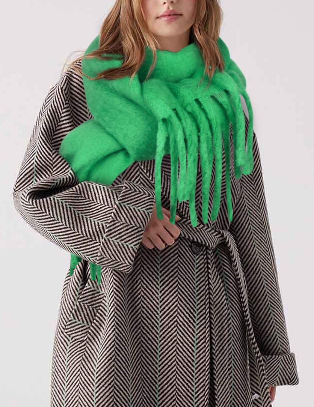 Womens Scarf Winter Big Colorful Checked Thick Warm Soft Scarves Casual Tassel Blanket Scarf - Image 5