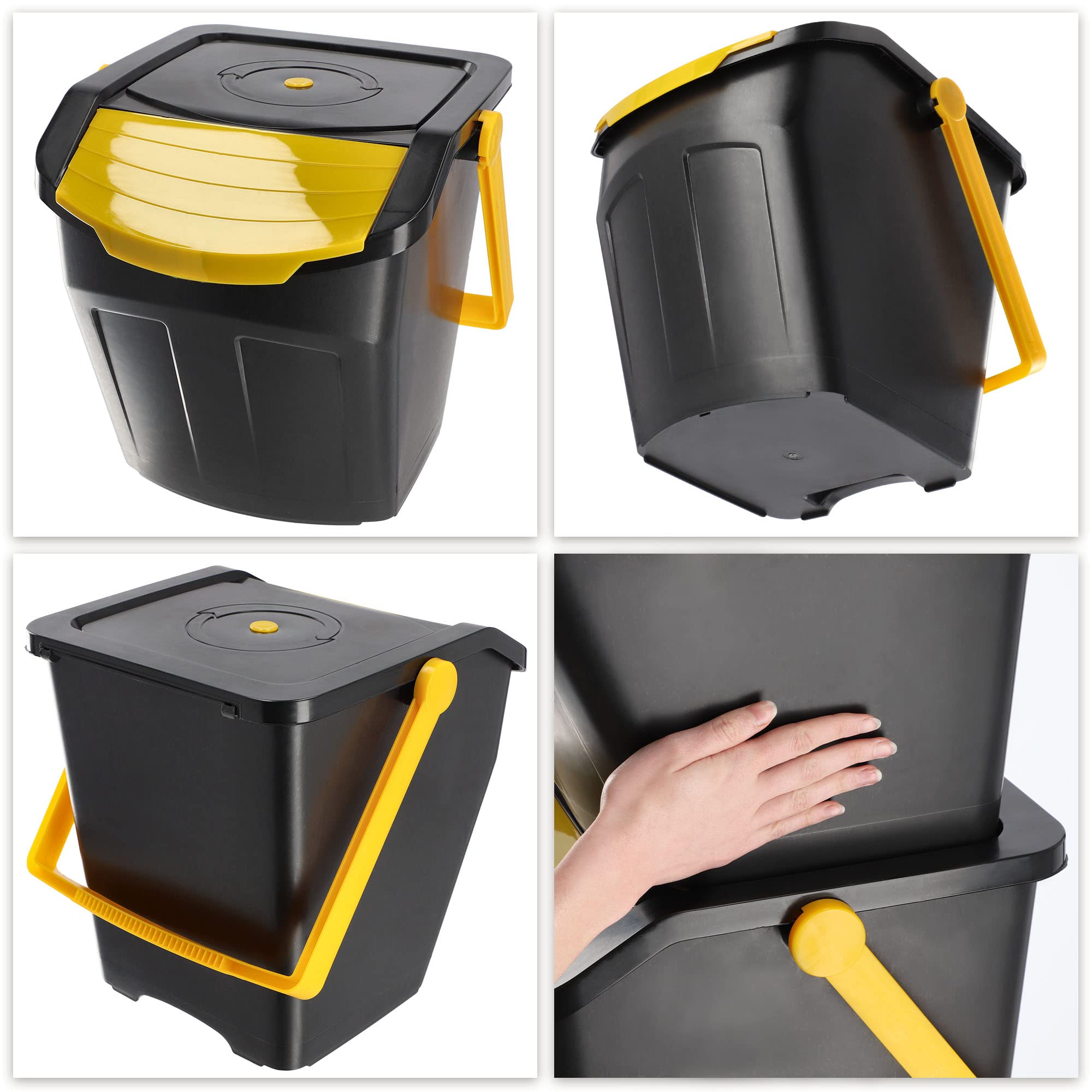 KADAX Lot de 2 Poubelles de Tri Sélectif pour une Gestion Efficace de la Collecte et du Recyclage des Déchets, Système de Séparation des Déchets Empilables (2 x 25L)
