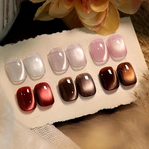 Miniatura 10 de BORN PRERTTY - Juego de esmaltes de gel magnéticos, color azul, auroras y gatos, esmalte de uñas de gel magnético, 6 unidades, 0.3 fl oz