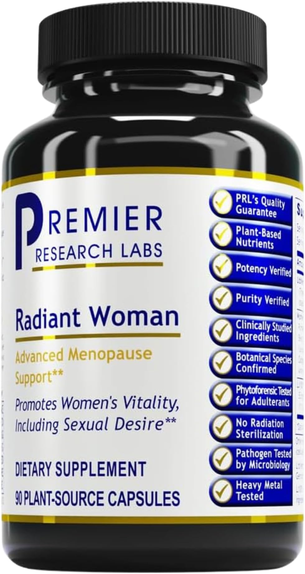 Premier Research Labs Radiant Woman - Menopause Supplements for Women, Menopause Support for Women, Hot Flash Support, Herbal Hormone Support - 90 Vegetarian Capsules