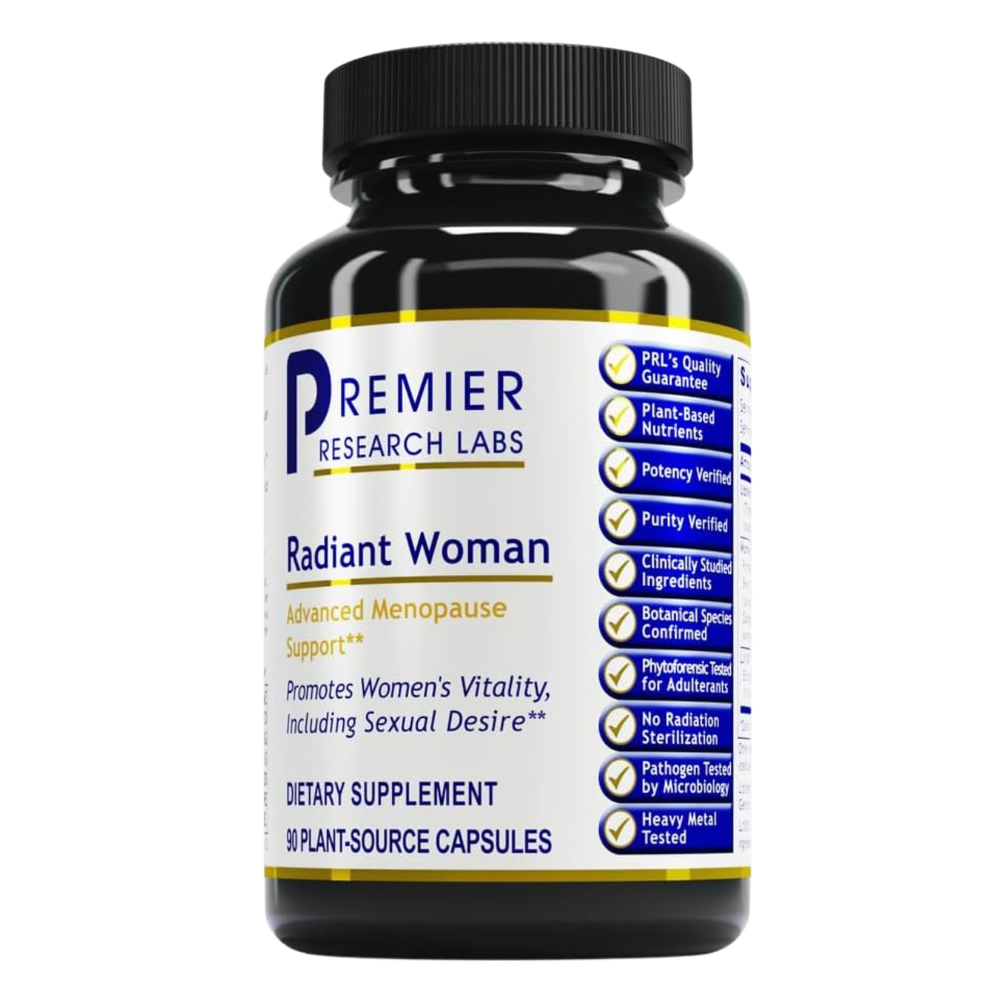 Premier Research Labs Radiant Woman - Menopause Supplements for Women, Menopause Support for Women, Hot Flash Support, Herbal Hormone Support - 90 Vegetarian Capsules
