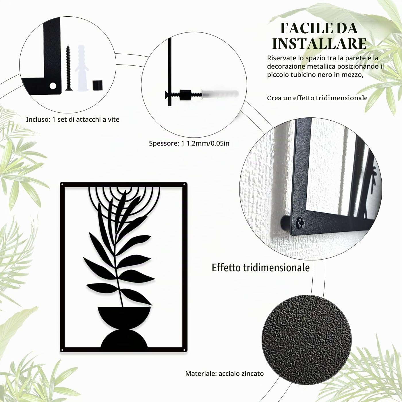 Pduoduo 3 Pannelli Arte da Parete in Metallo Stile Boho, Arte da Parete Geometrica Minimalista Astratta, Scultura in Metallo Nero per Soggiorno, Camera da Letto (56 * 42 cm)