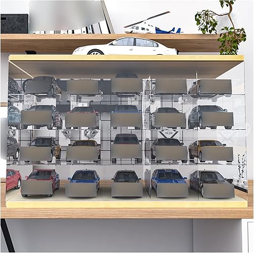 Vitrina de acrílico, caja de exhibición transparente de madera a prueba de polvo 132 con puertas corredizas, organizador de cubo de encimera para