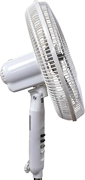 Seasons Comfort 16 Inch Oscillating Pedestal Fan, White, 3 Speeds, Adjustable Height, Push Buttons, Quiet - Electric Cooling Fan for Home, Office & Bedroom Use
