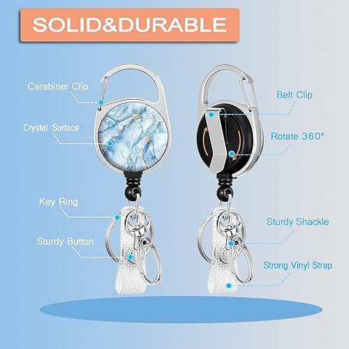 Miniatura 2 de Soporte para tarjeta de identificación, carrete retráctil con mosquetón giratorio para cinturón, cubierta protectora de plástico vertical para