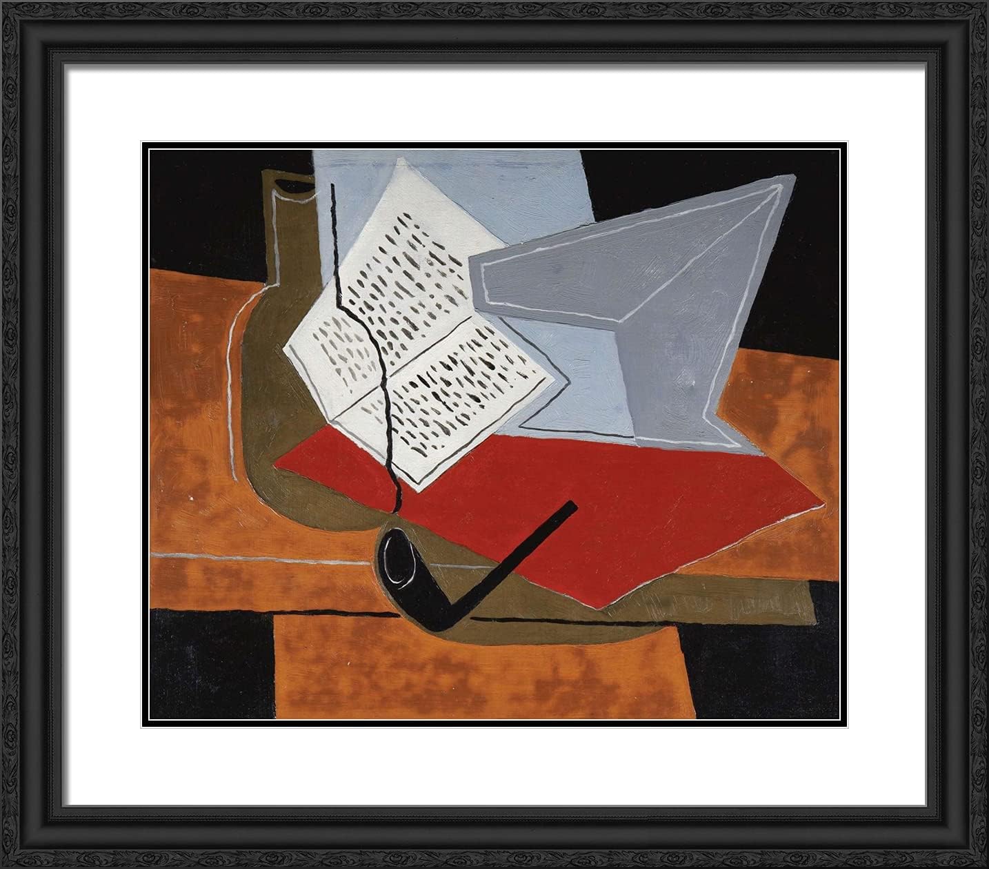 ArtDirect Gris, Juan 23x20 Gold Ornate Framed Art Print with Double Matting Titled: Bowl and Book