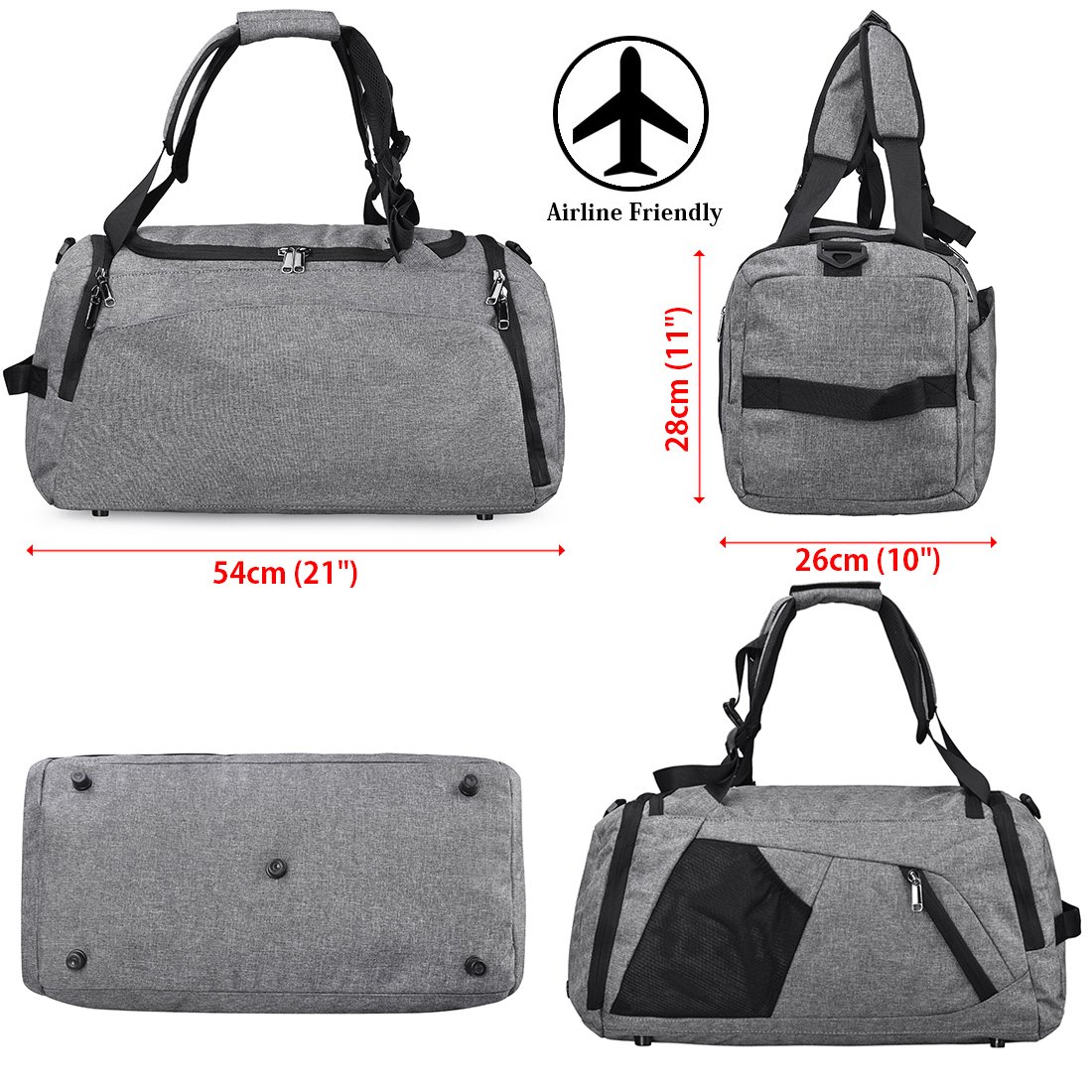 NEWHEY Borsone Palestra Borsa Sportiva con Scomparto per Scarpe Borsa da Viaggio Duffel Bag Uomo Tote Grande Impermeable 40L
