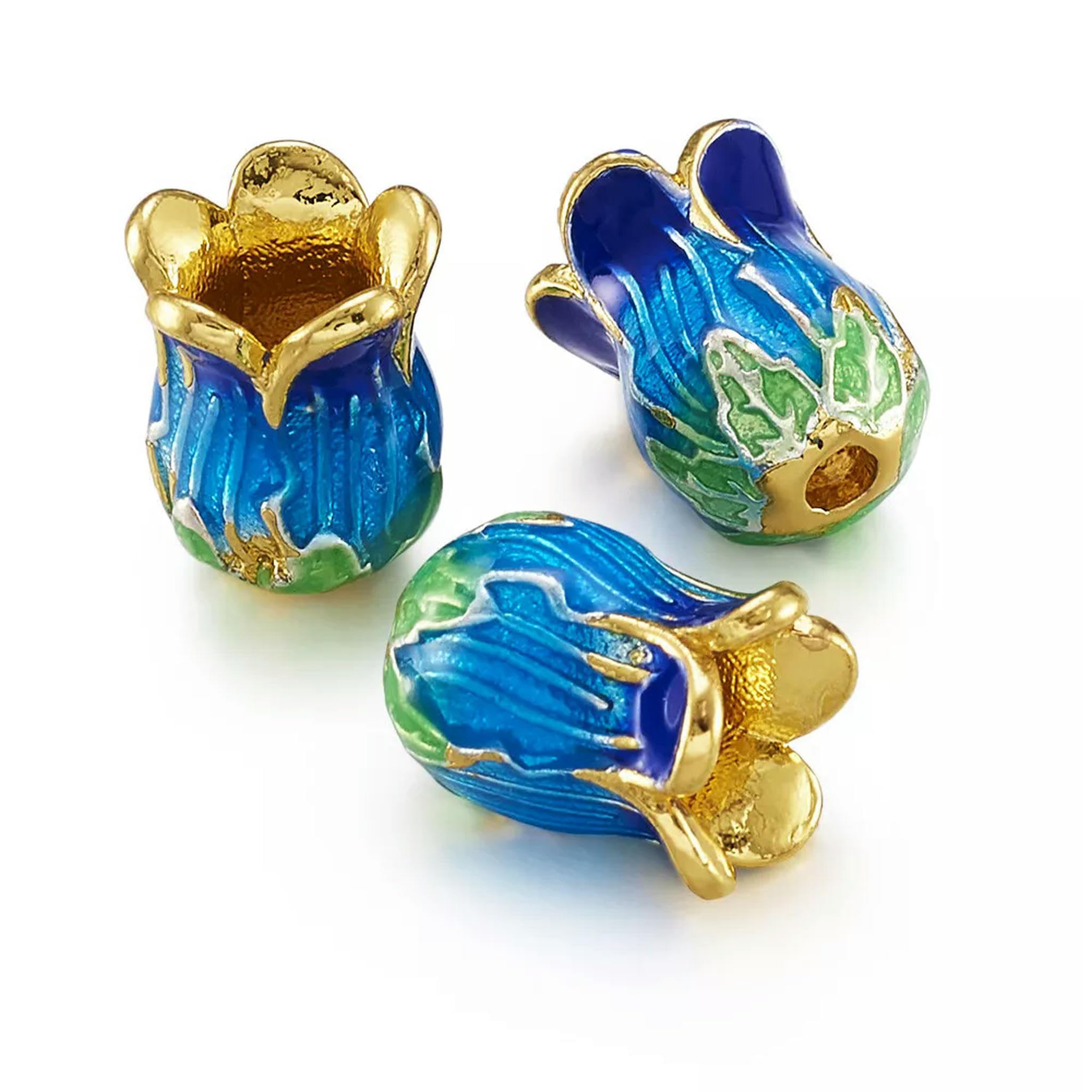 25 Piezas de Tapas de Cuentas de Flores de Esmalte de latón únicas en Tono Dorado, Accesorios de 5 pétalos para Manualidades, 14 mm (predeterminado)