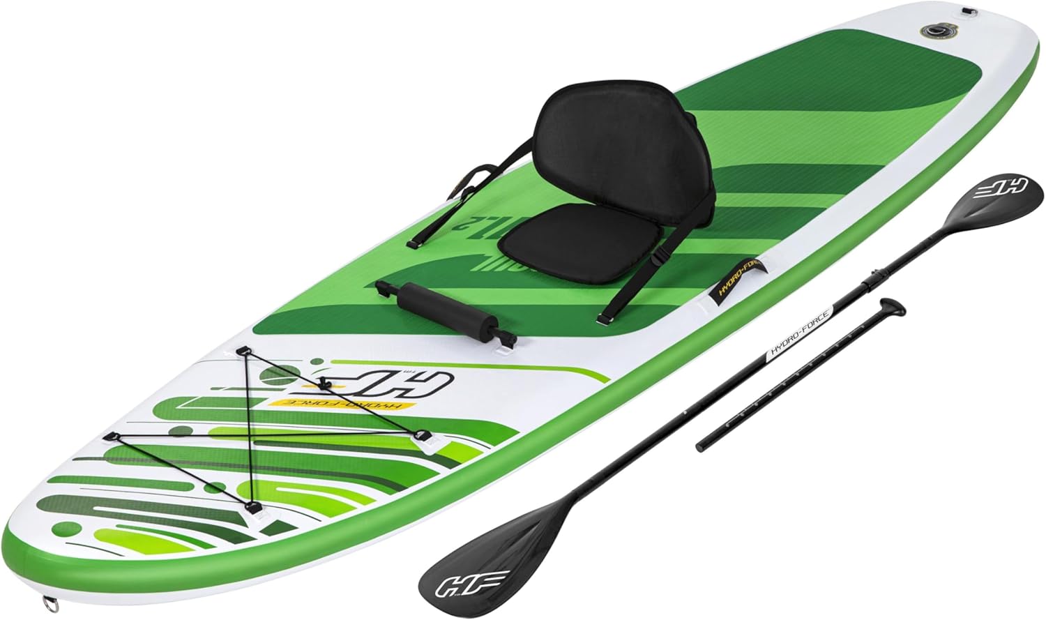 HYDRO FORCE Bestway Freesoul Tech Convertible SUP Set, Inflatable Stand Up Paddle Board with Seat, Green, 11ft 2"