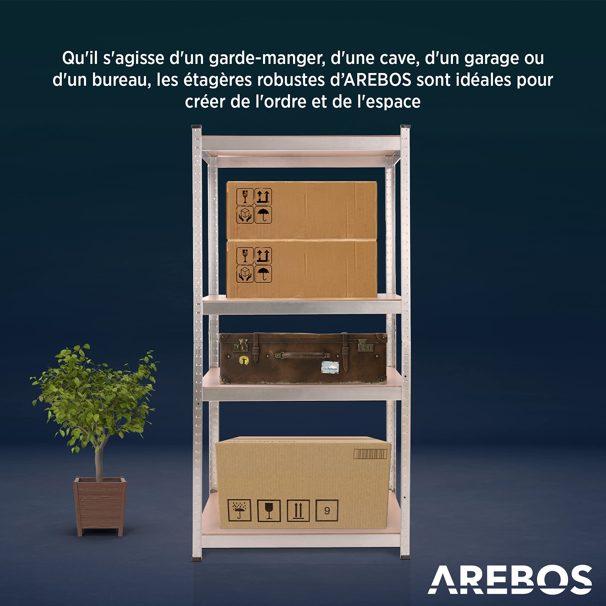 Étagère De Stockage 4 Niveaux – 160x80x40 Cm, Charge Totale 320 Kg, En Métal Argenté, Robuste Et Pratique