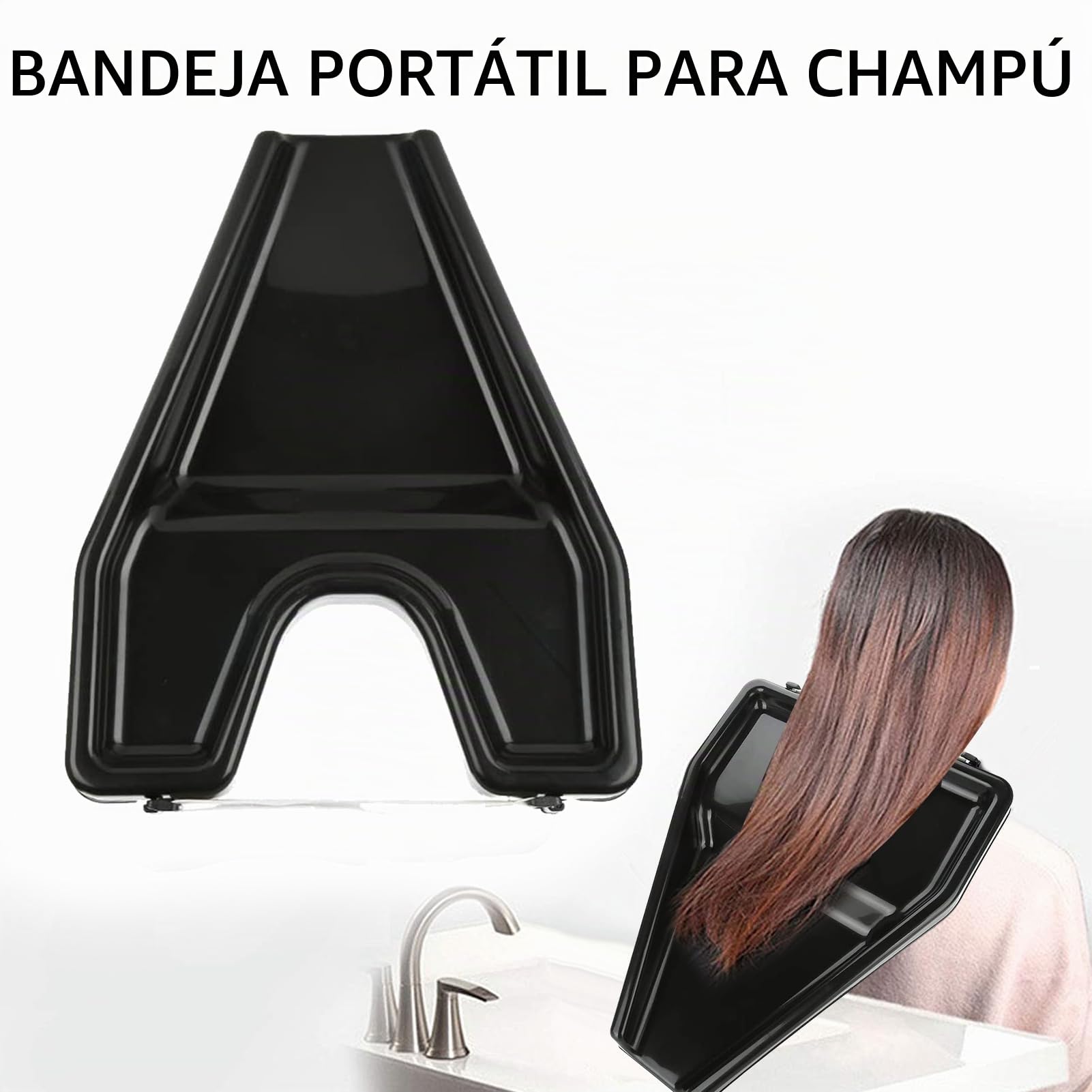 Bandeja Portátil para Lavado de Cabello, Diseño Ergonómico, con Drenaje Directo, para Personas Mayores o Discapacitadas