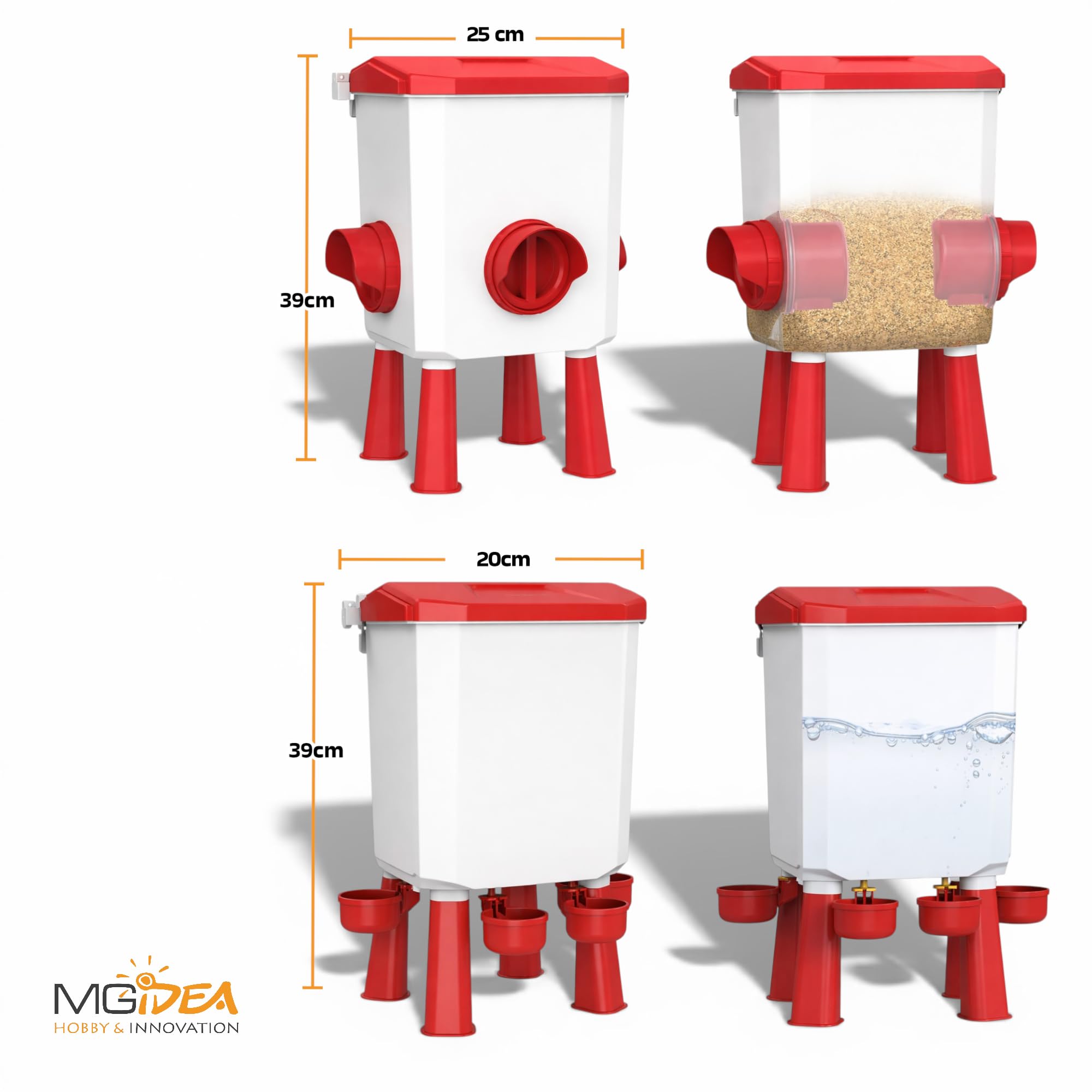 KIT MANGIATOIA ABBEVERATOIO GALLINE DISPENSER AUTOMATICO SISTEMA DISTRIBUTORE ACQUA MANGIME POLLAIO REGOLABILE GIARDINO PULCINI (8 Kg + 7 Lt)