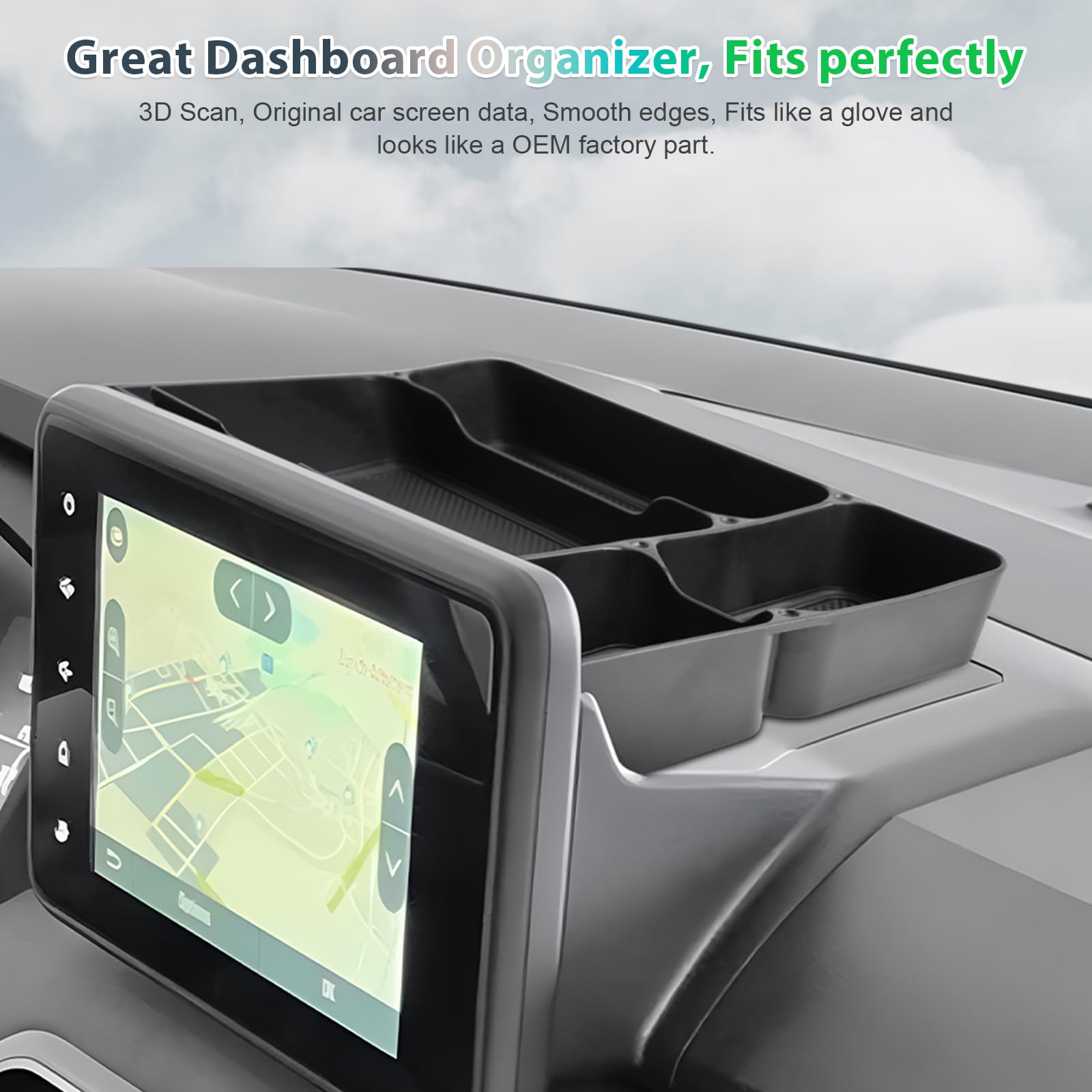 GAFAT Dacia Sandero 3 Stepway/Jogger 2025-2021 Scatola Portaoggetti Console Centrale, Accessori Sandero iii 8" Media Navi per Organizer Dietro lo Schermo [NON Fαcelift 2026]