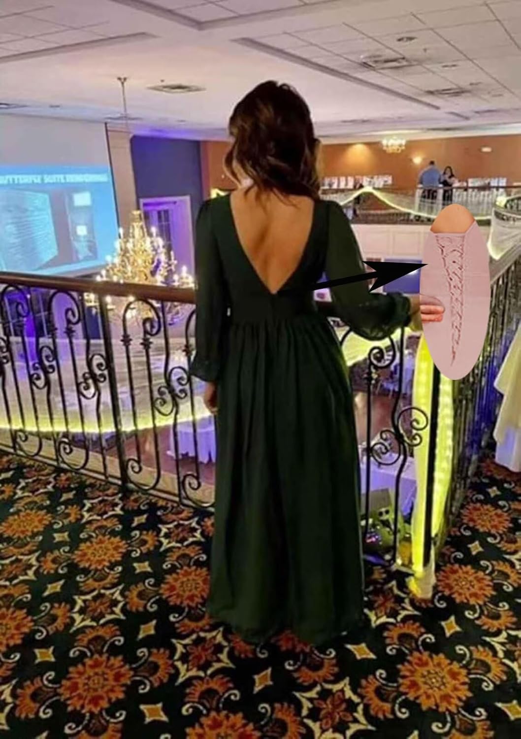 Long Sleeve Chiffon Bridesmaid Dresses for Women V Neck Empire Waist Pleated Long Evening Formal Dress with Slit - Image 7