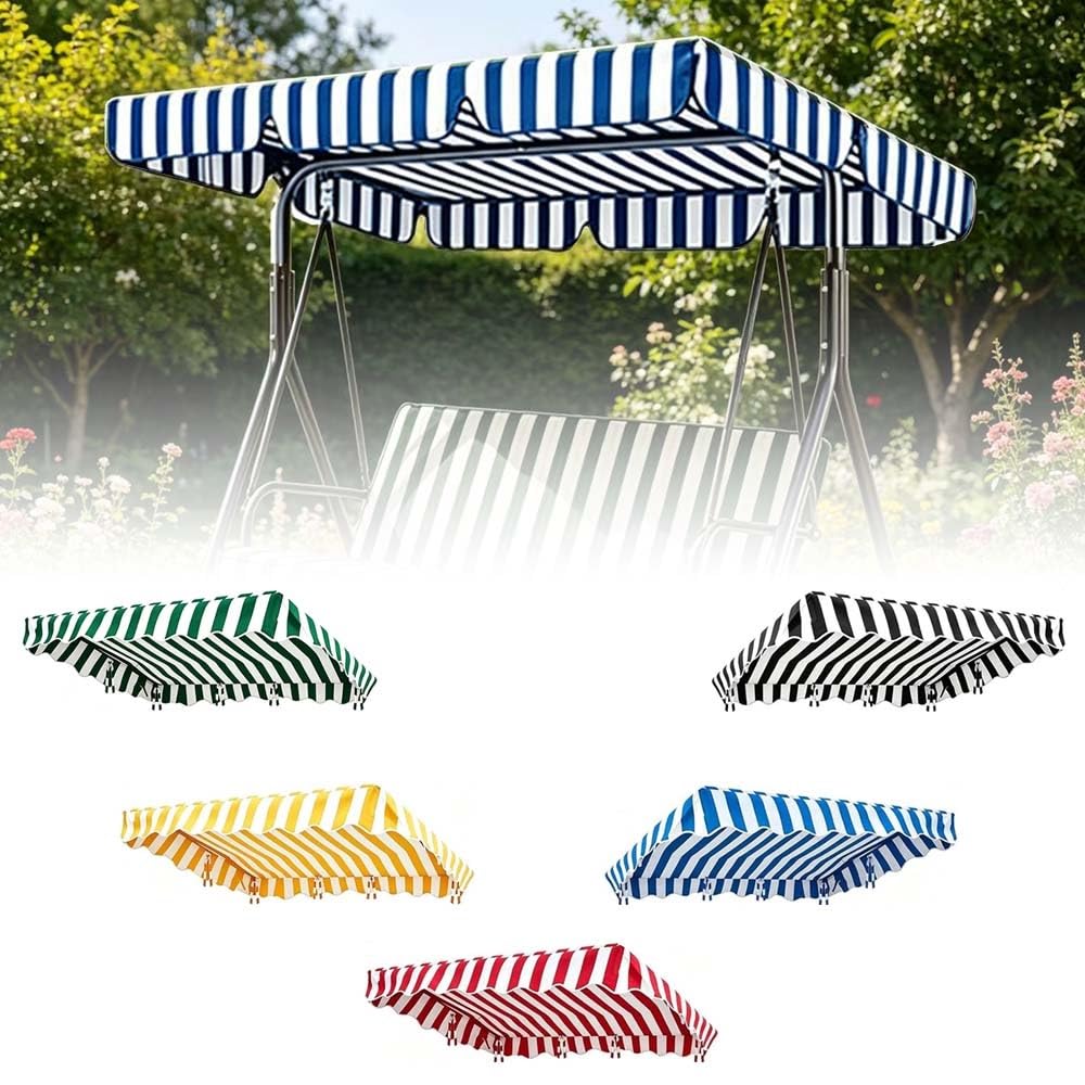 SMCMGECEUZ Stripe Swing Canopy Replacement Cover Porch Swing Canopys, Waterproof Swing Canopy Top Covers Replacement Canopys For Garden Swing Chair 75 77 83 98in(Blue,213x112cm(83x48in))
