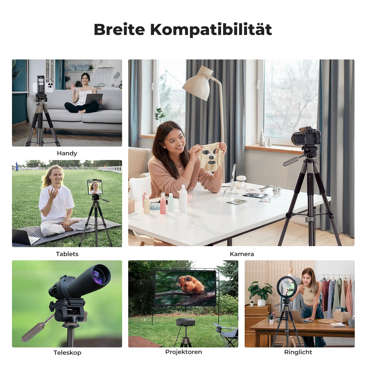 K&F CONCEPT Aluminium Kamera Stativ, 190cm leicht Stativ mit Tasche