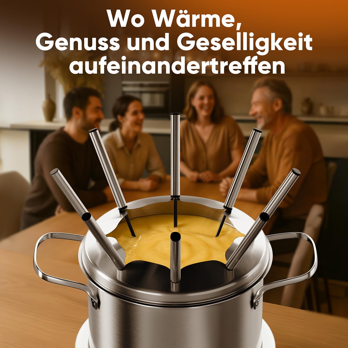 ProfiCook® Fondue elektrisch | für Öl-Fondue, Schokofondue und Käsefondue | inkl. 8 Fonduegabeln | 1,2 Liter | für bis zu 8 Personen | Fondueset Edelstahl | 800W | PC FD 1288