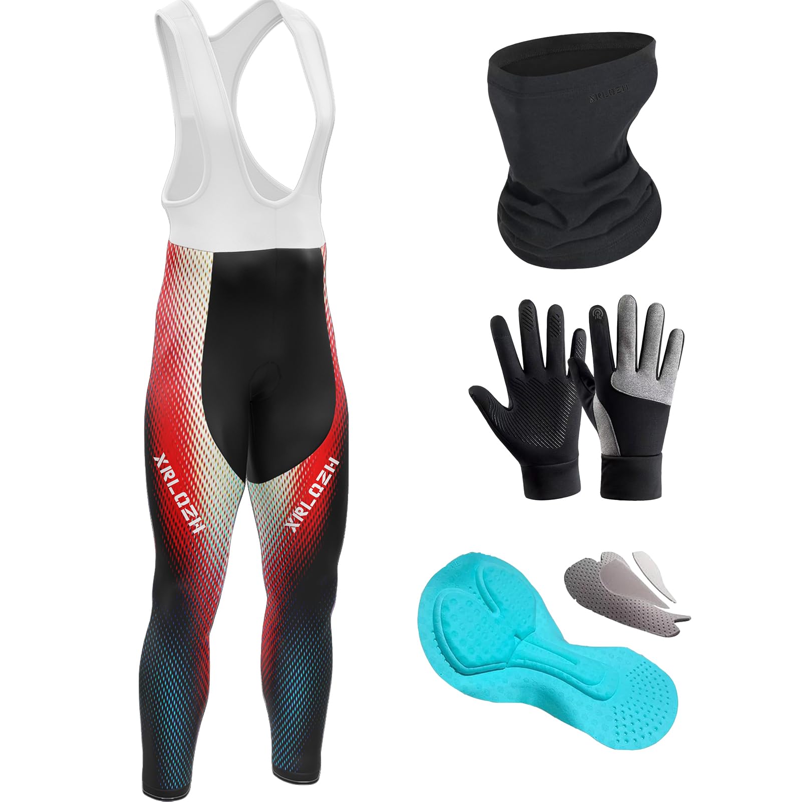Homme Pantalons De Cycliste Cuissard,Thermique Windstopper Cuissard Long Hiver avec Bretelles Et Gel De Cyclisme Gel 9D Rembourré