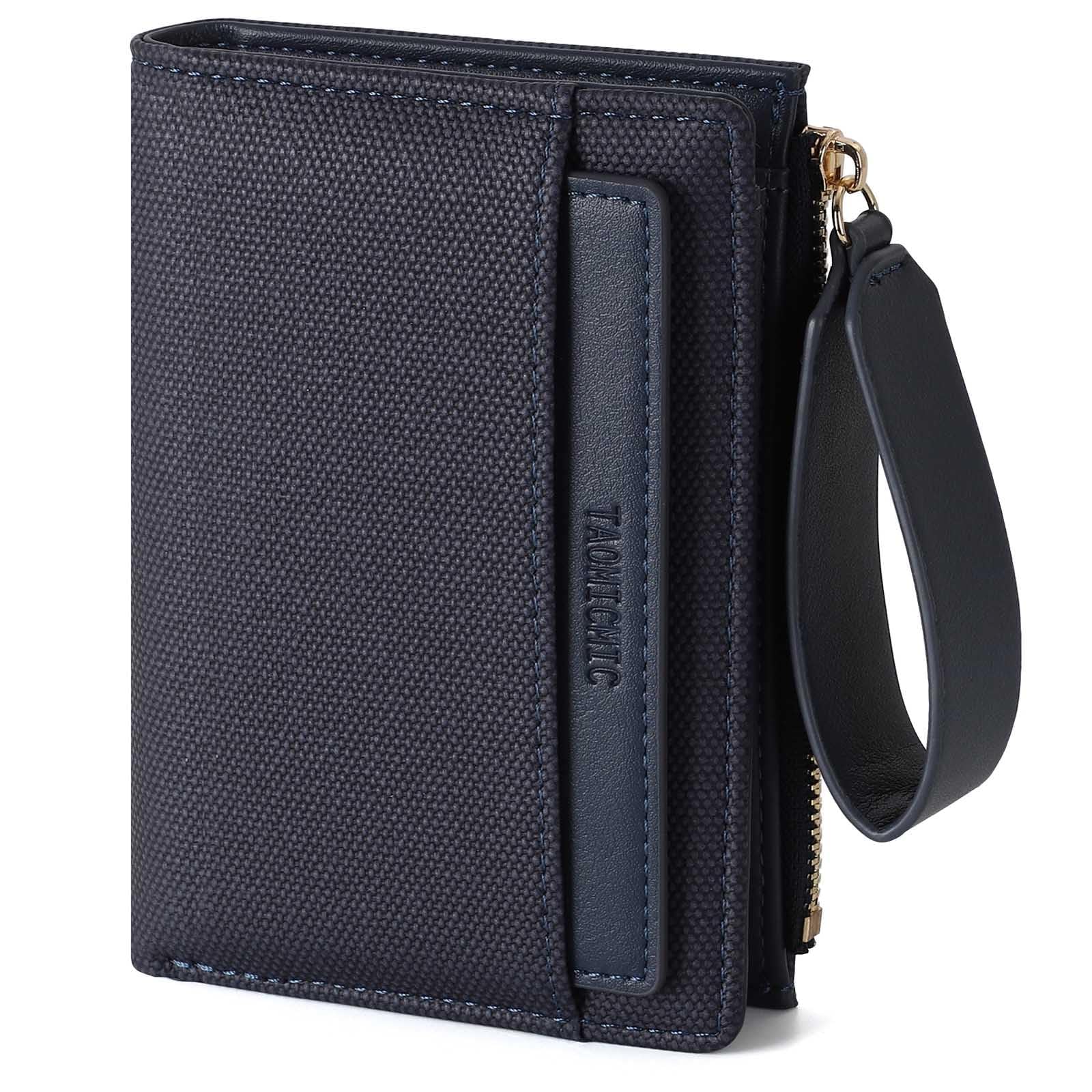 RRANCharltu Geldbörse Damen PU Leder, Portemonnaie Damen klein Geldbeutel klein mit viele Kartenhalter Geldbörse mittelgroß mit Reißverschluss-Armband und Münzfach, Blau