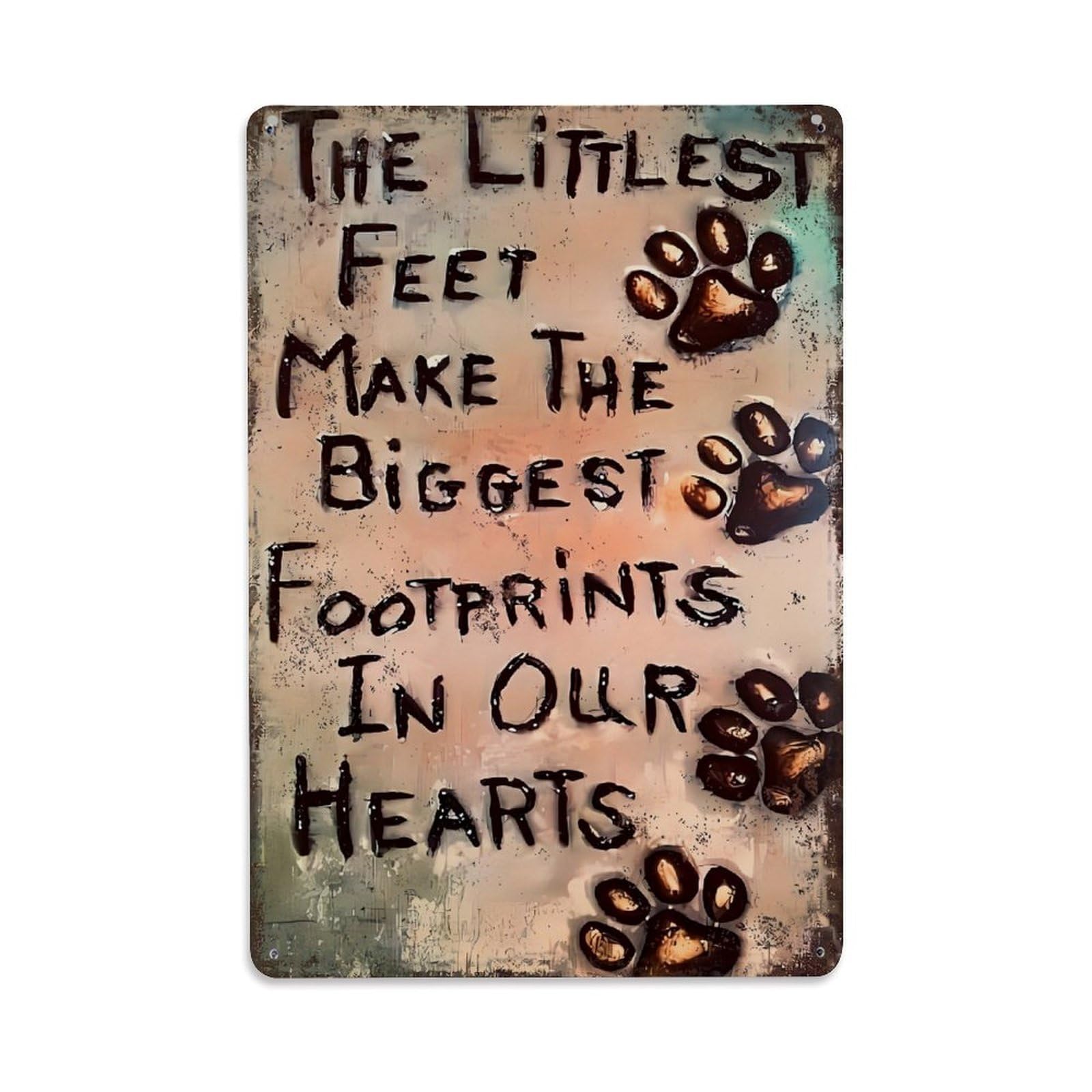 Jdyaojiesheng Vintage Paw Prints On Heart Art Tin Sign Retro Metal Wall Decor Metal Poster, Home Bar Garage Farmhouse Cafe Wall Art Decoration 8X12inches